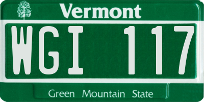 VT license plate WGI117