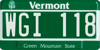 VT license plate WGI118