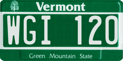 VT license plate WGI120
