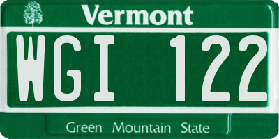 VT license plate WGI122