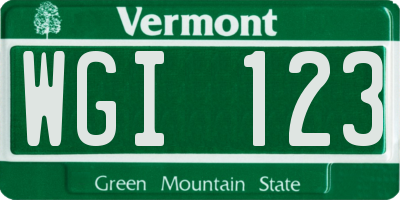VT license plate WGI123
