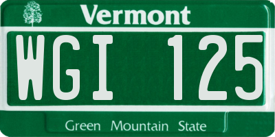 VT license plate WGI125