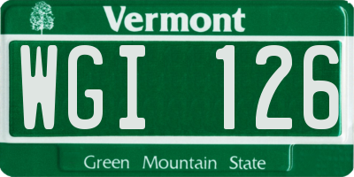 VT license plate WGI126