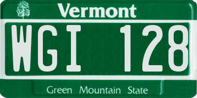 VT license plate WGI128