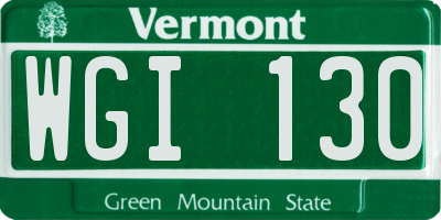 VT license plate WGI130