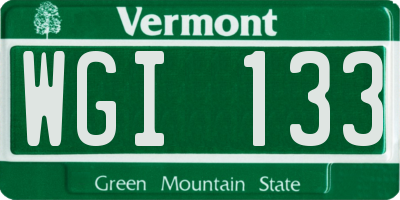 VT license plate WGI133