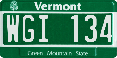 VT license plate WGI134