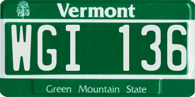 VT license plate WGI136