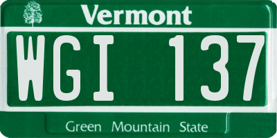 VT license plate WGI137
