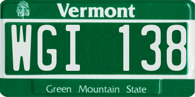 VT license plate WGI138