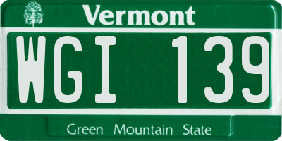 VT license plate WGI139
