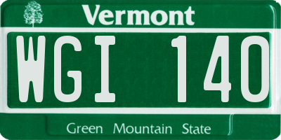 VT license plate WGI140