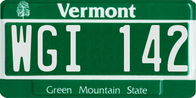 VT license plate WGI142