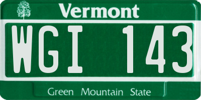 VT license plate WGI143