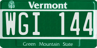 VT license plate WGI144