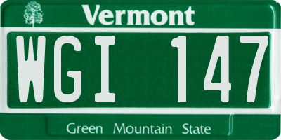VT license plate WGI147
