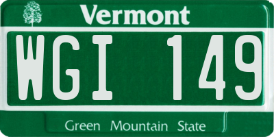 VT license plate WGI149