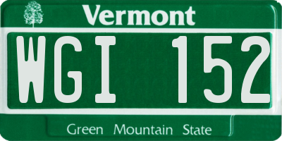 VT license plate WGI152