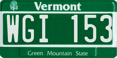 VT license plate WGI153