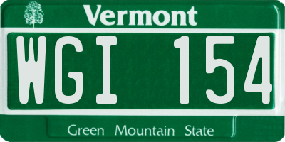 VT license plate WGI154