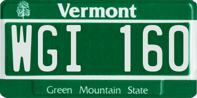 VT license plate WGI160
