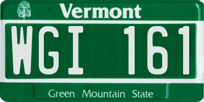 VT license plate WGI161