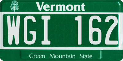 VT license plate WGI162
