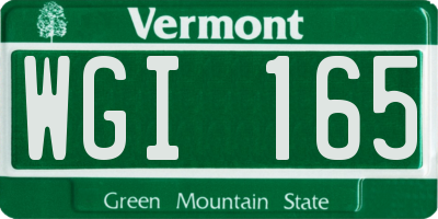 VT license plate WGI165