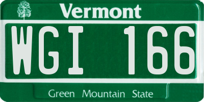 VT license plate WGI166