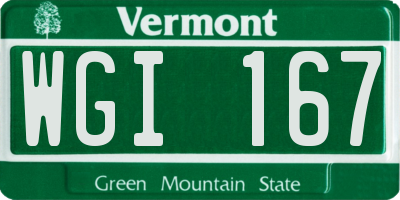 VT license plate WGI167