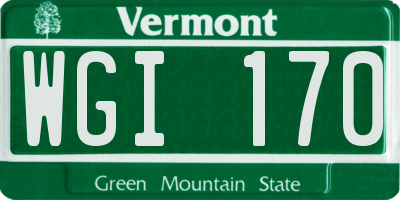 VT license plate WGI170