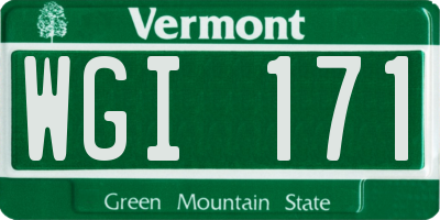VT license plate WGI171