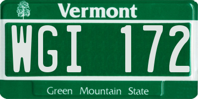 VT license plate WGI172