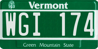 VT license plate WGI174