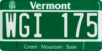 VT license plate WGI175