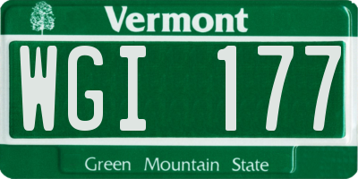 VT license plate WGI177