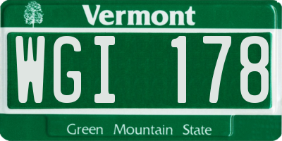VT license plate WGI178
