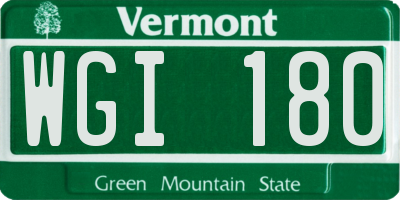 VT license plate WGI180