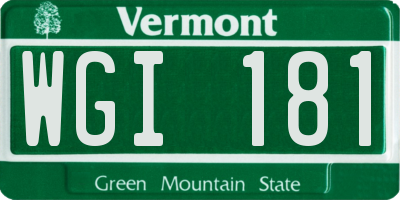 VT license plate WGI181