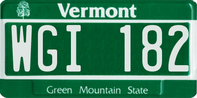 VT license plate WGI182
