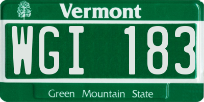 VT license plate WGI183