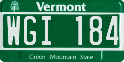 VT license plate WGI184