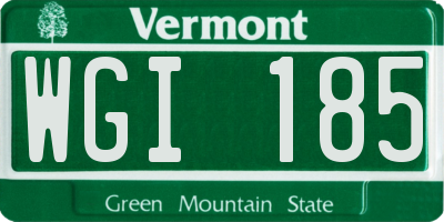 VT license plate WGI185