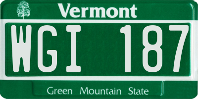 VT license plate WGI187