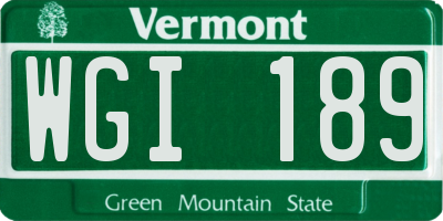 VT license plate WGI189
