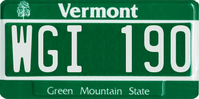 VT license plate WGI190
