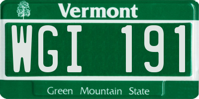 VT license plate WGI191