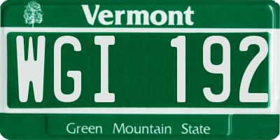 VT license plate WGI192