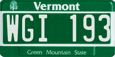 VT license plate WGI193