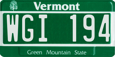 VT license plate WGI194